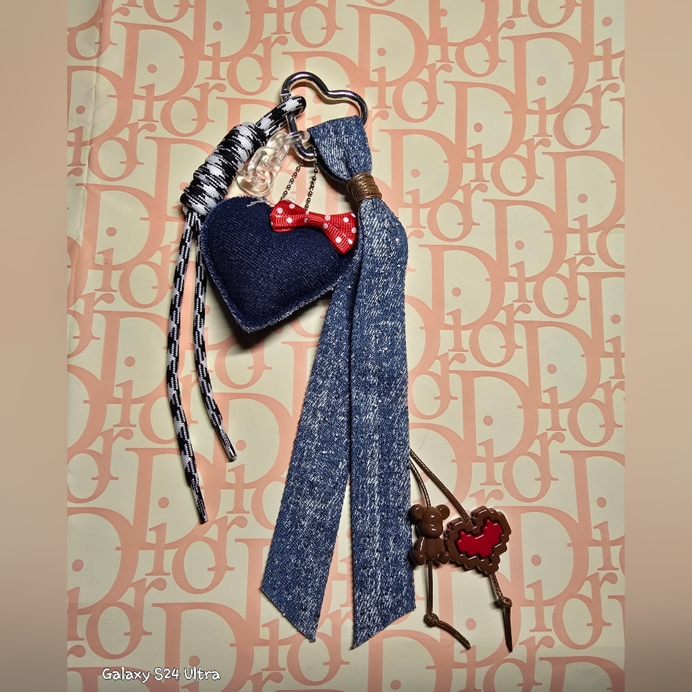 Denim Heart/Rope/Bear Bag Charm/ Keychain New